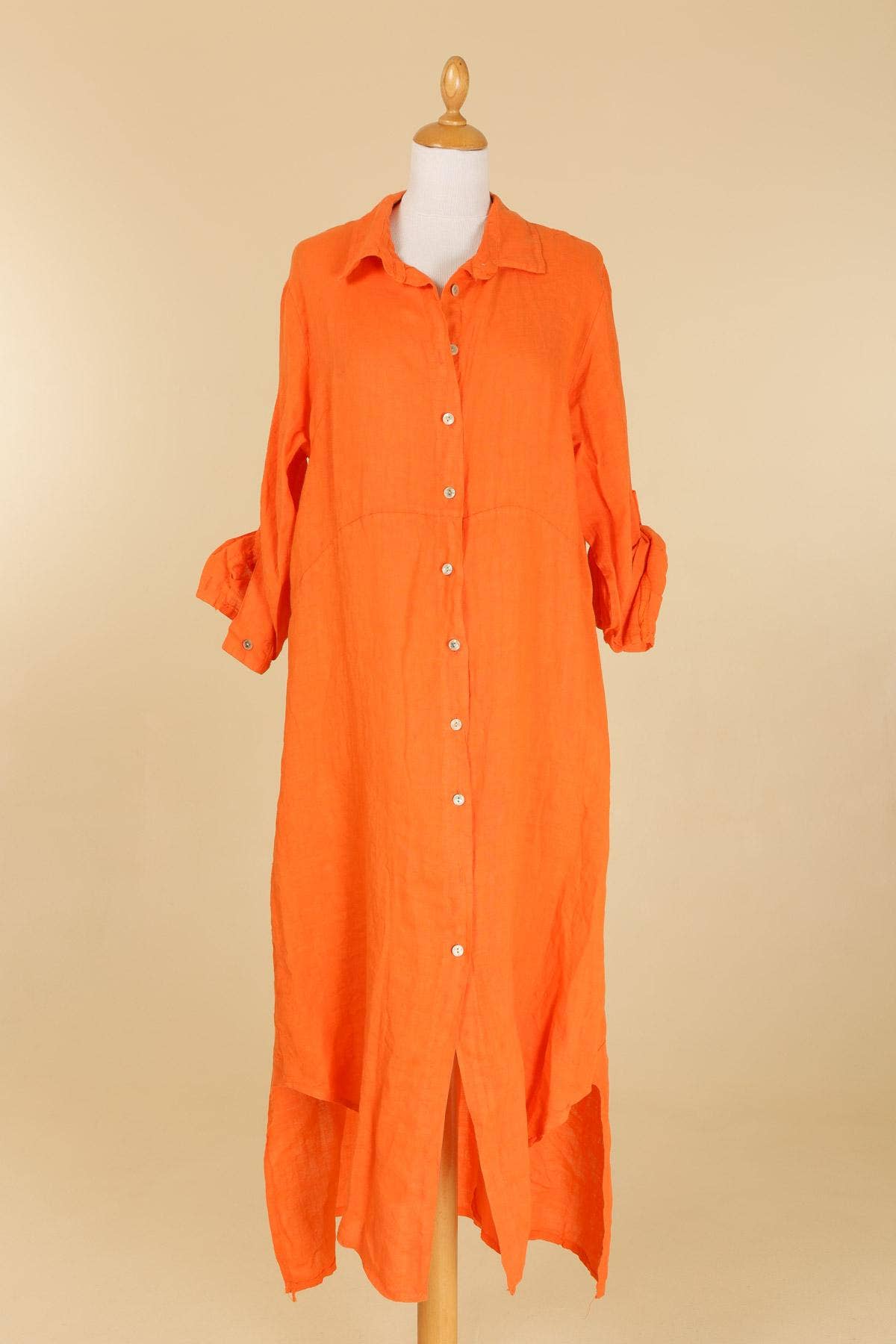 Long shirt dress 68036 100% LINEN