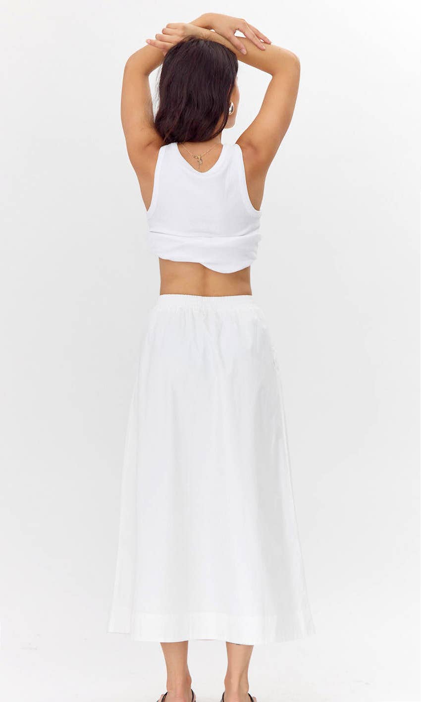 Ana Poplin A Line Midi Skirt