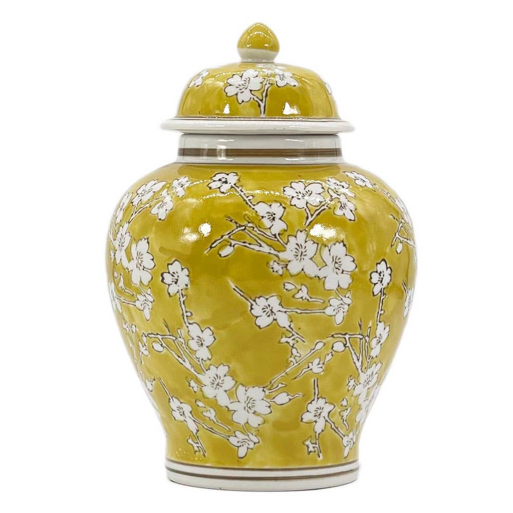 Floral Chinoiserie Ceramic Ginger Jar 12"