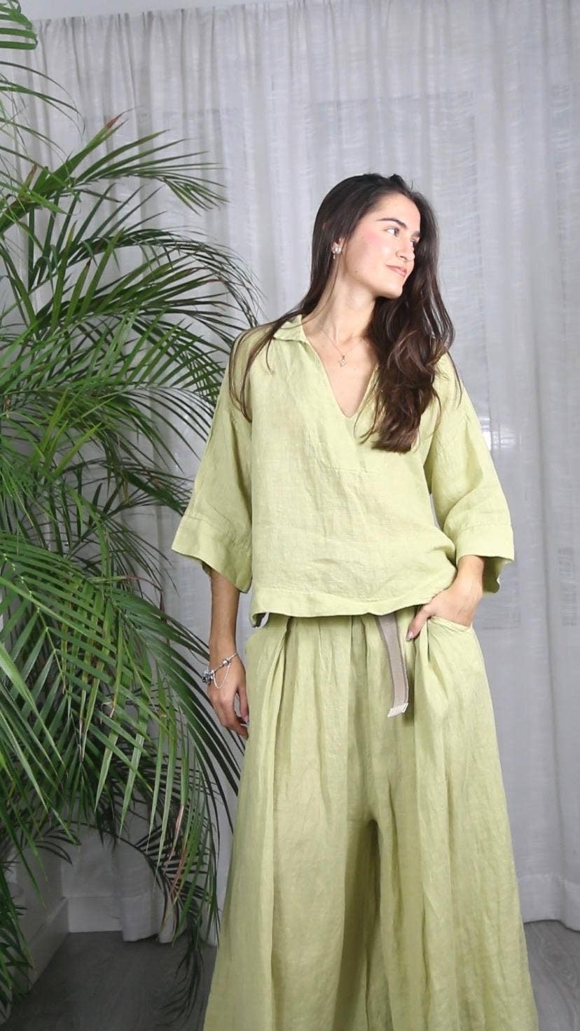 REF 12104 BLOUSE SHIRT COLLAR 100% LINEN