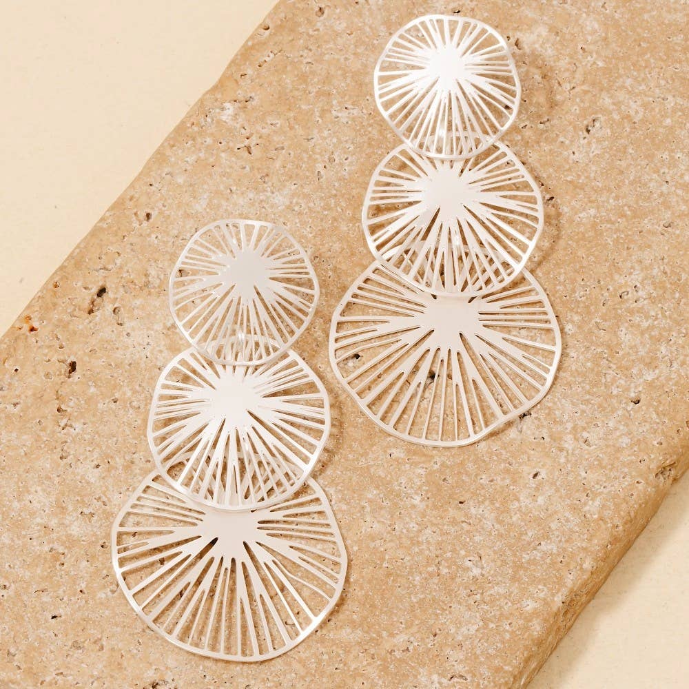 Triple Intricate Discs Dangle Earrings