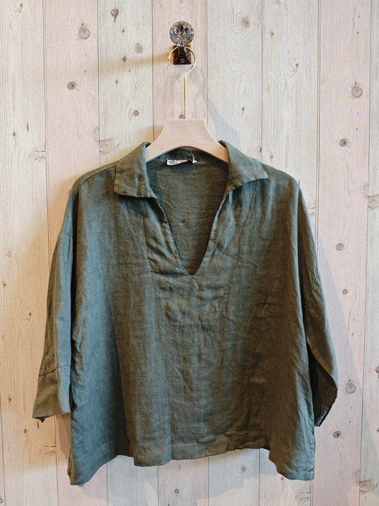 REF 12104 BLOUSE SHIRT COLLAR 100% LINEN