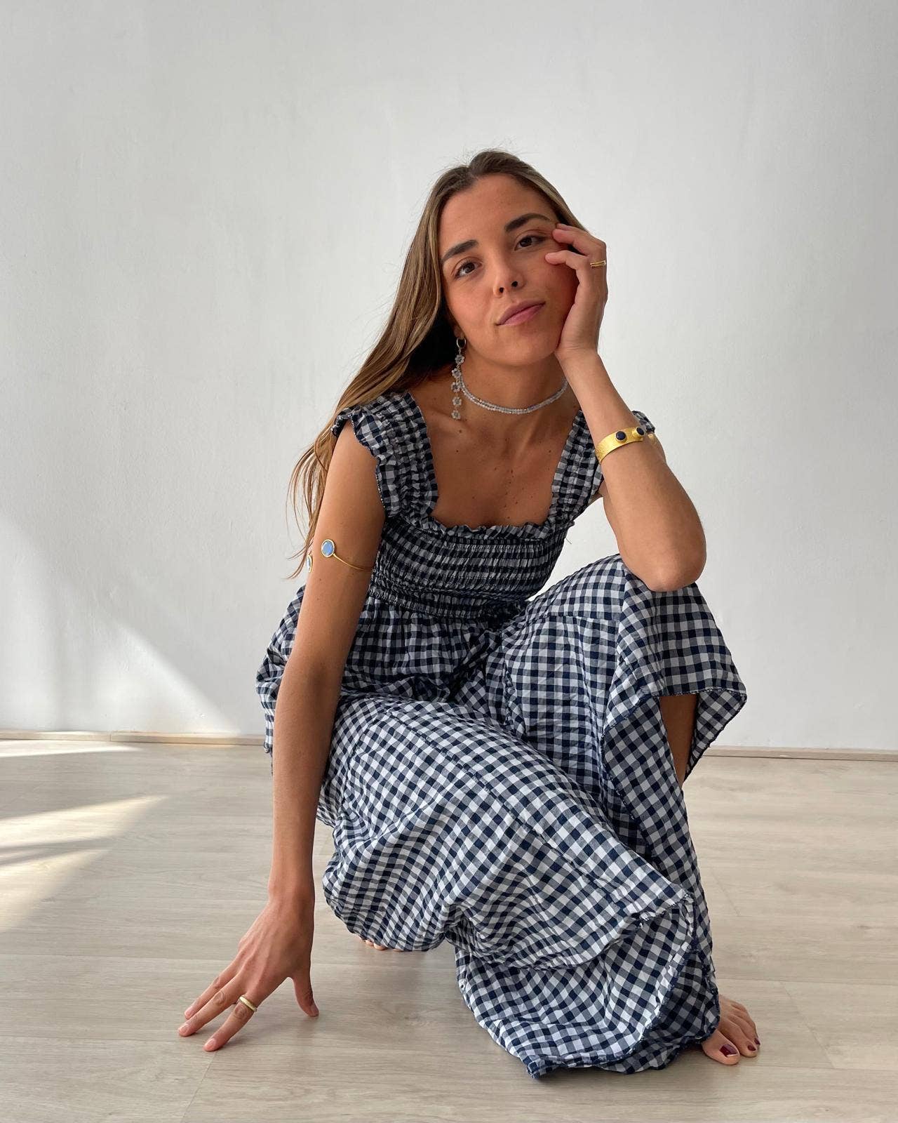 Amaia Navy Gingham Dress