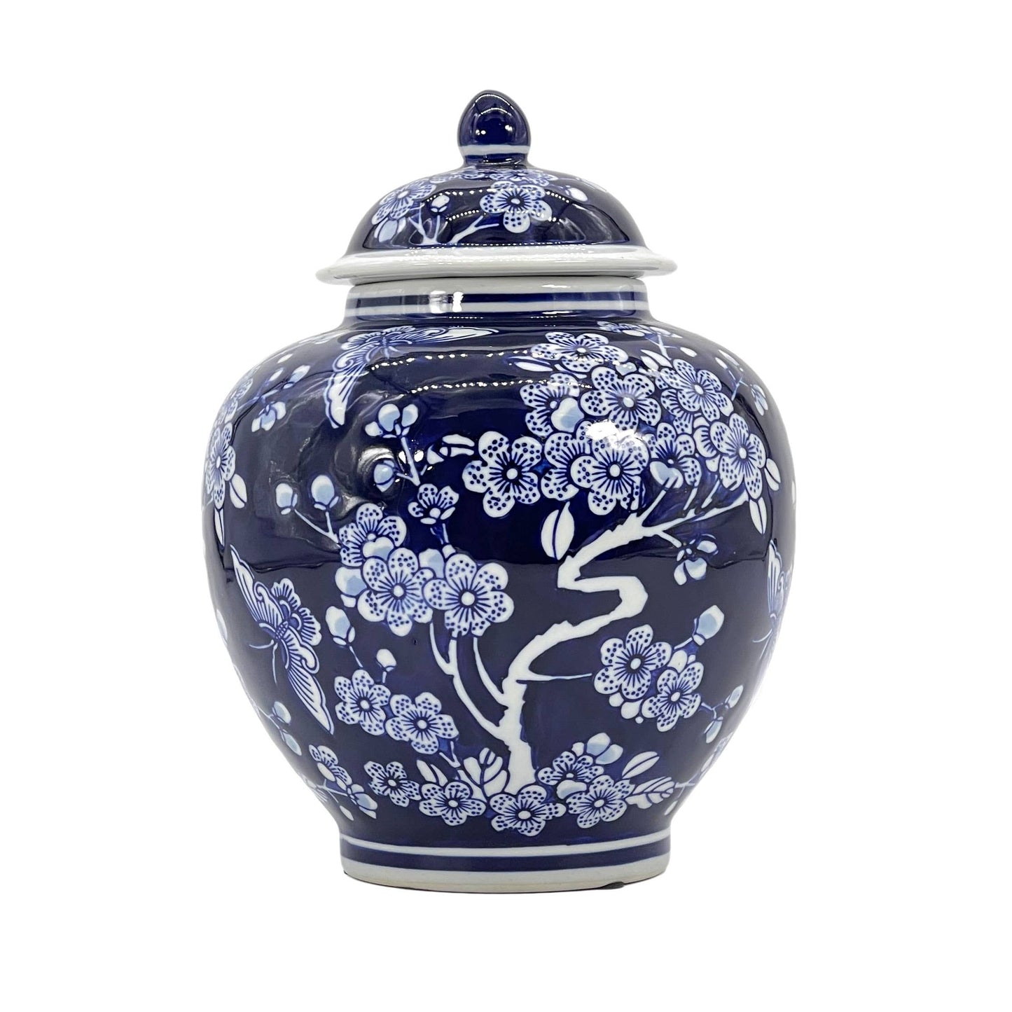 Classic  Floral Ceramic Ginger Jar 10"