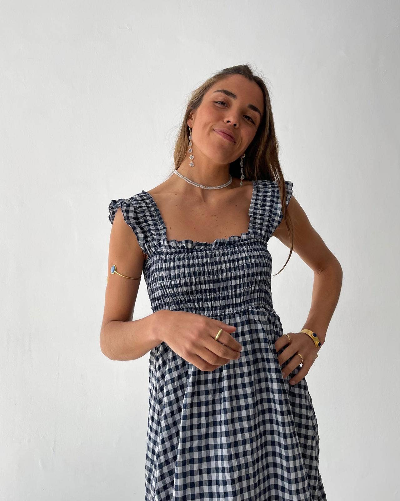 Amaia Navy Gingham Dress