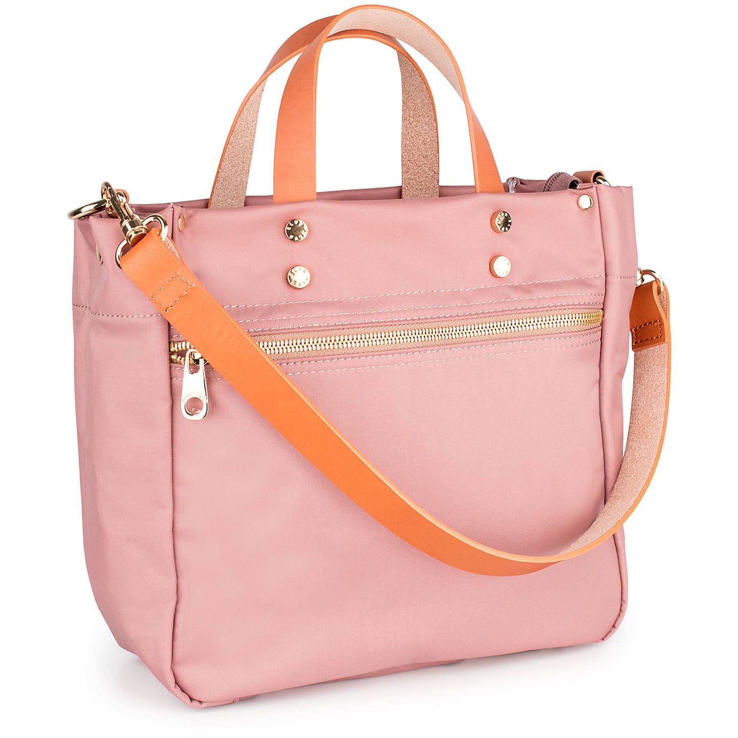 "Joey" Mauve Nylon Tote with Leather Accents