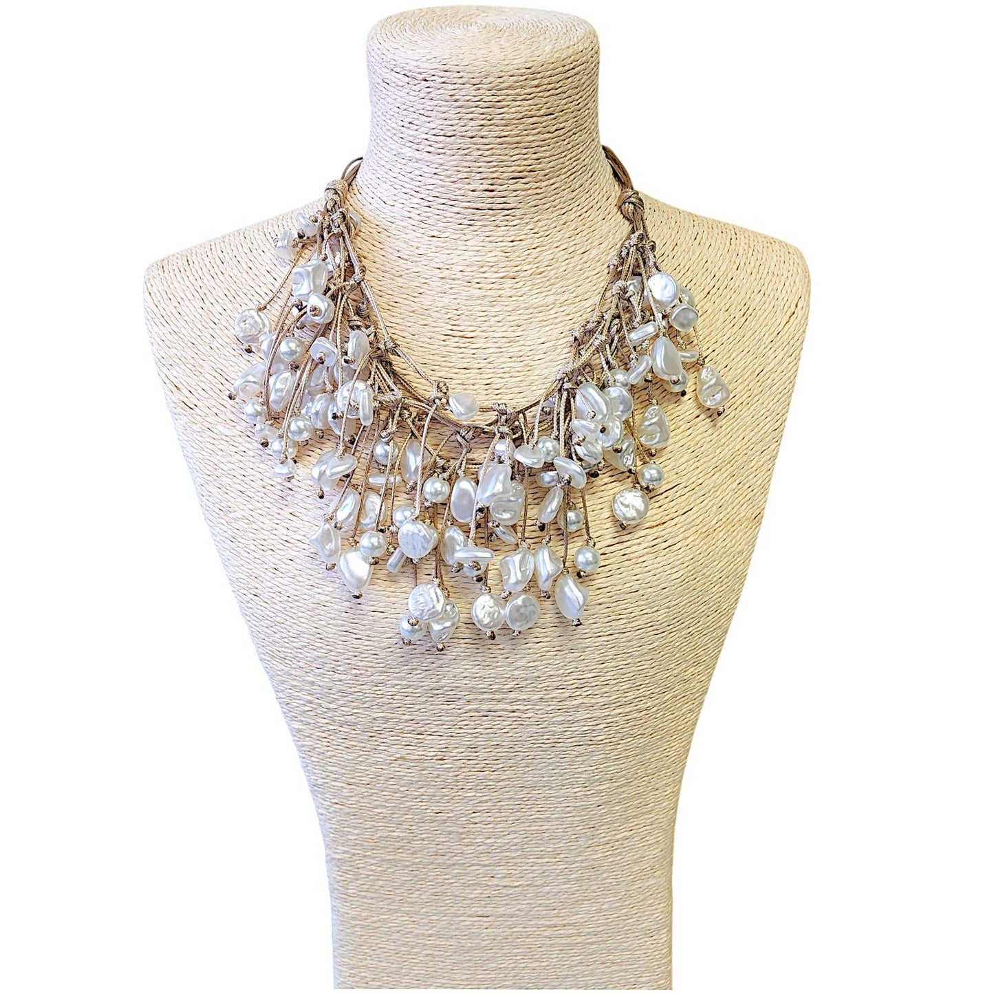 Pearl Necklace | Boho Necklace | Coastal | Beige | White