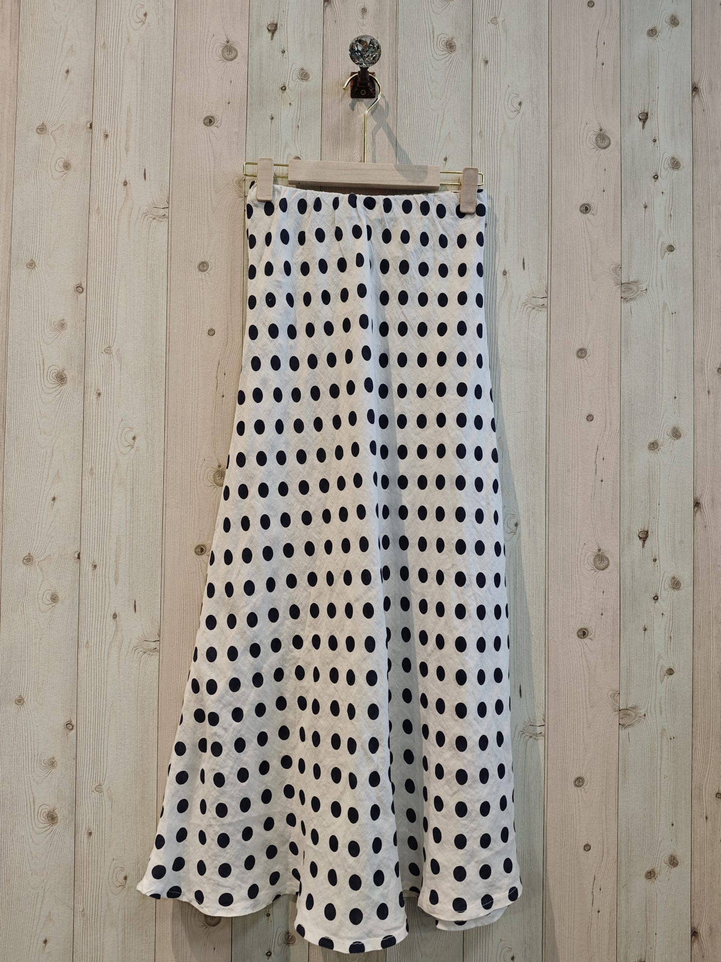 REF 13561 POLKA DOT SKIRT 100% LINEN