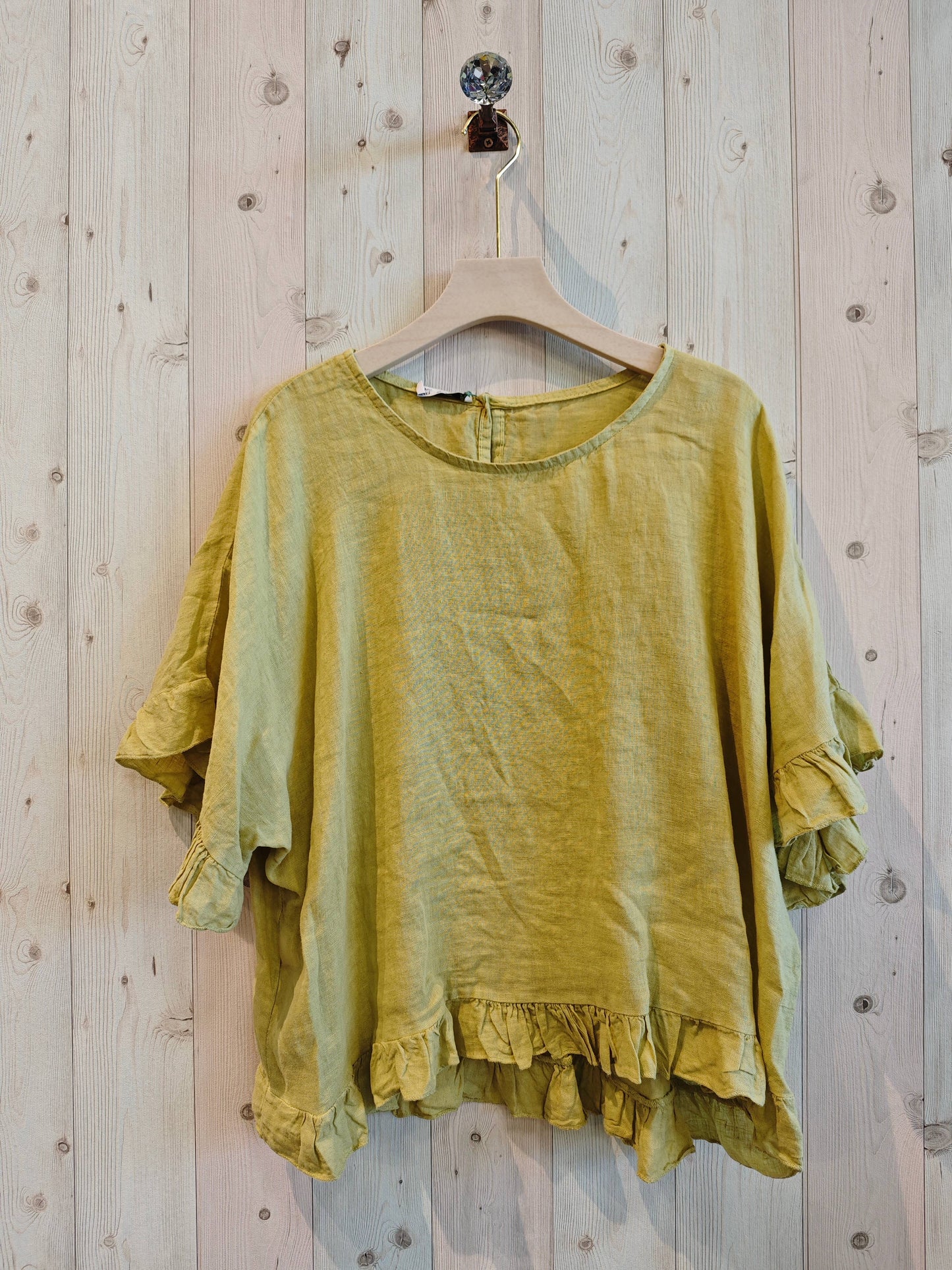 REF 10740 100% LINEN RUFFLE BLOUSE