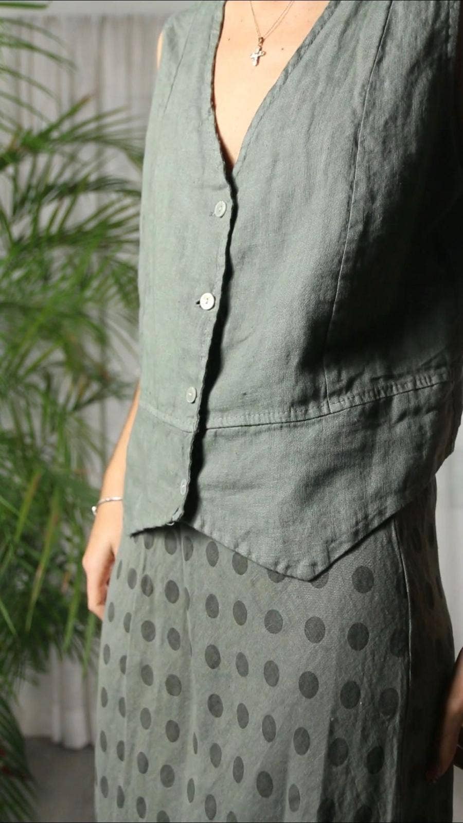 REF 13561 POLKA DOT SKIRT 100% LINEN