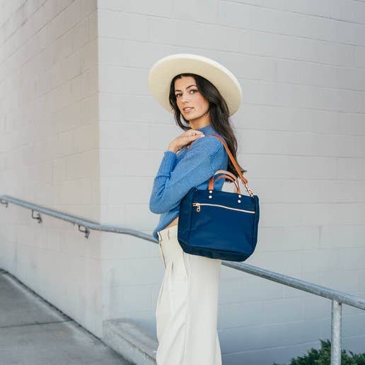 Joey Navy Nylon Tote