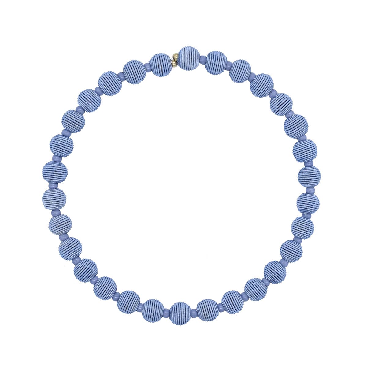 Cotton Springwire Woven Ball Necklace - Blues
