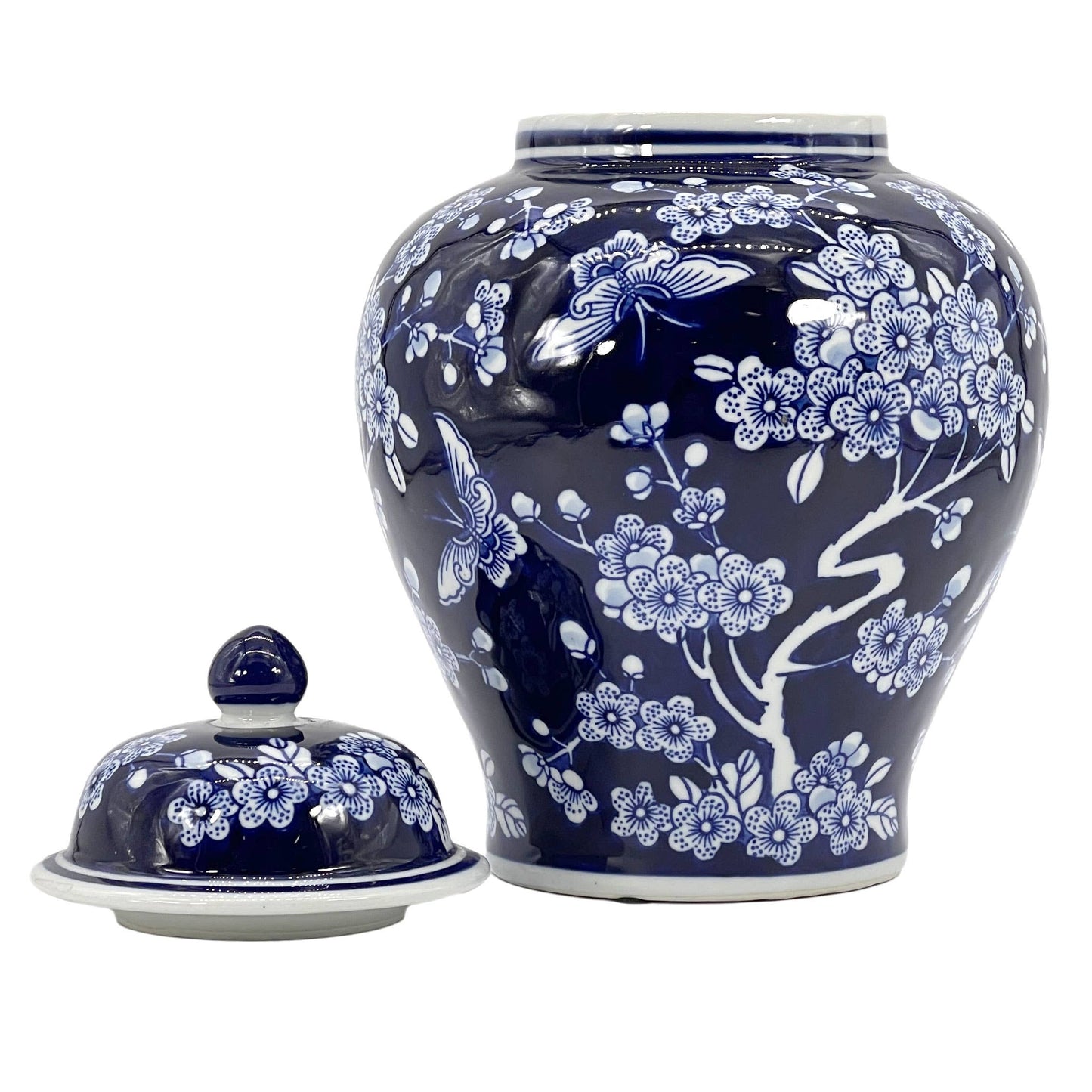 Floral Chinoiserie Ceramic Ginger Jar 12"