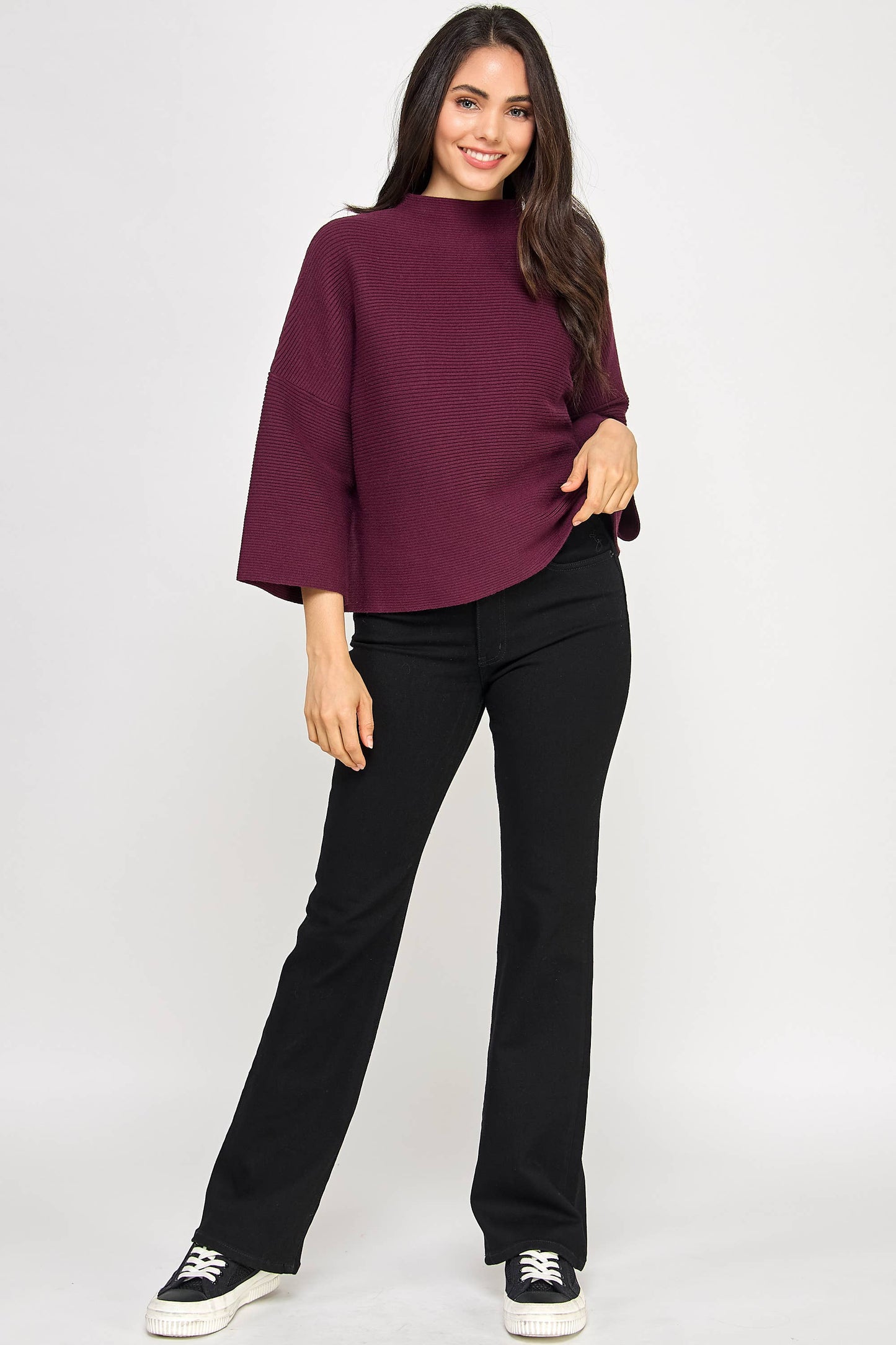 JT-5002-6 NOT YOUR CASUAL TOP-MERLOT