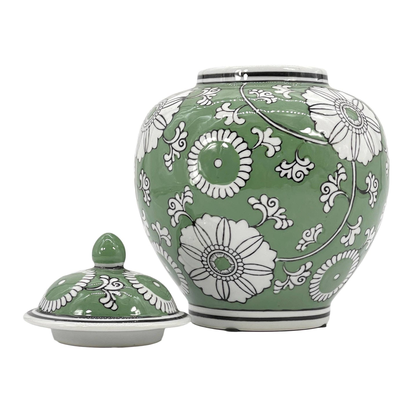 Classic  Floral Ceramic Ginger Jar 10"