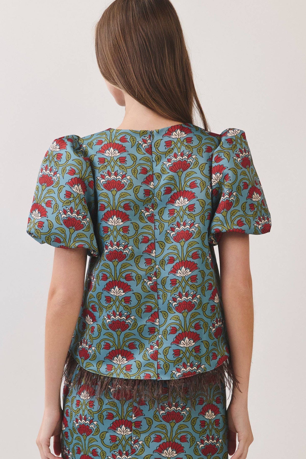Floral Feather Trim Top