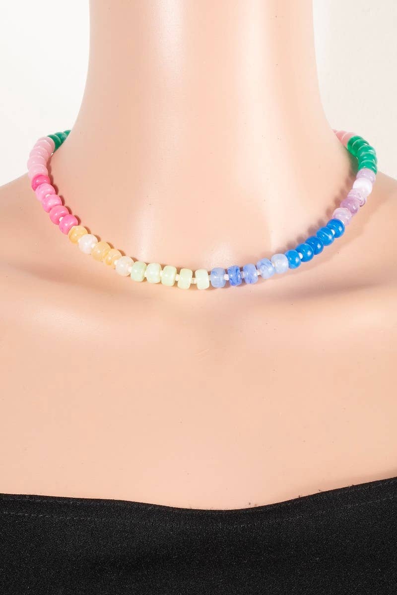 Round Marble Resin Beaded Necklace