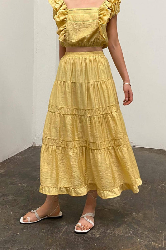 TIERED MIDI SKIRT