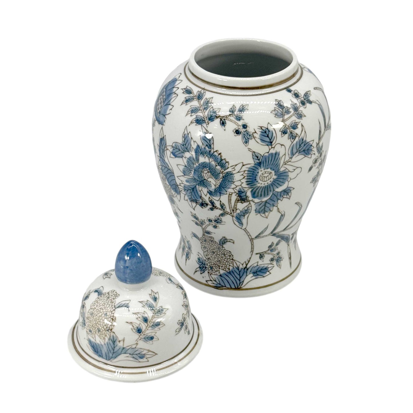 White & Blue Chinoiserie Ginger Jar 14"