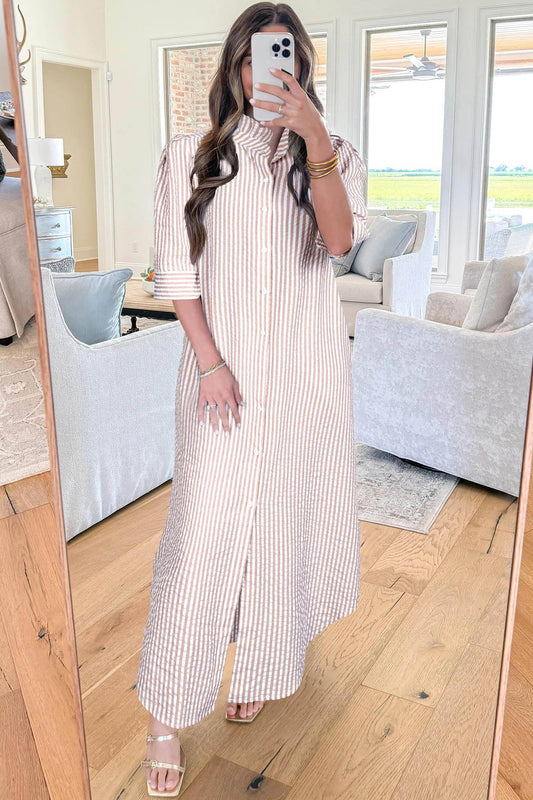 Stripe Shirt Maxi Dress
