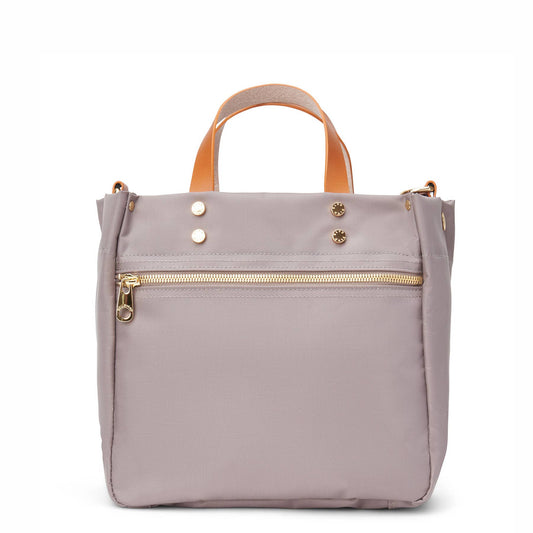 "Joey" Taupe Nylon Tote with Leather Accents