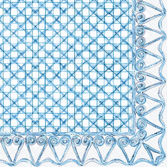 Paper Cocktail Napkins 20ct Botanical Cane Blue Rosanne Beck