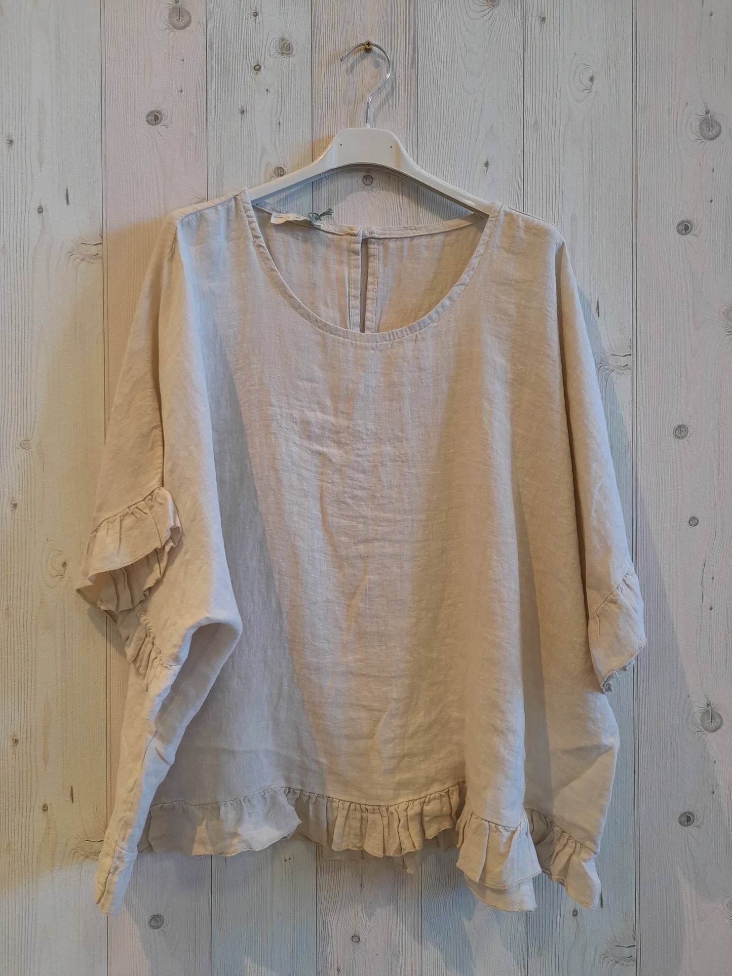 REF 10740 100% LINEN RUFFLE BLOUSE