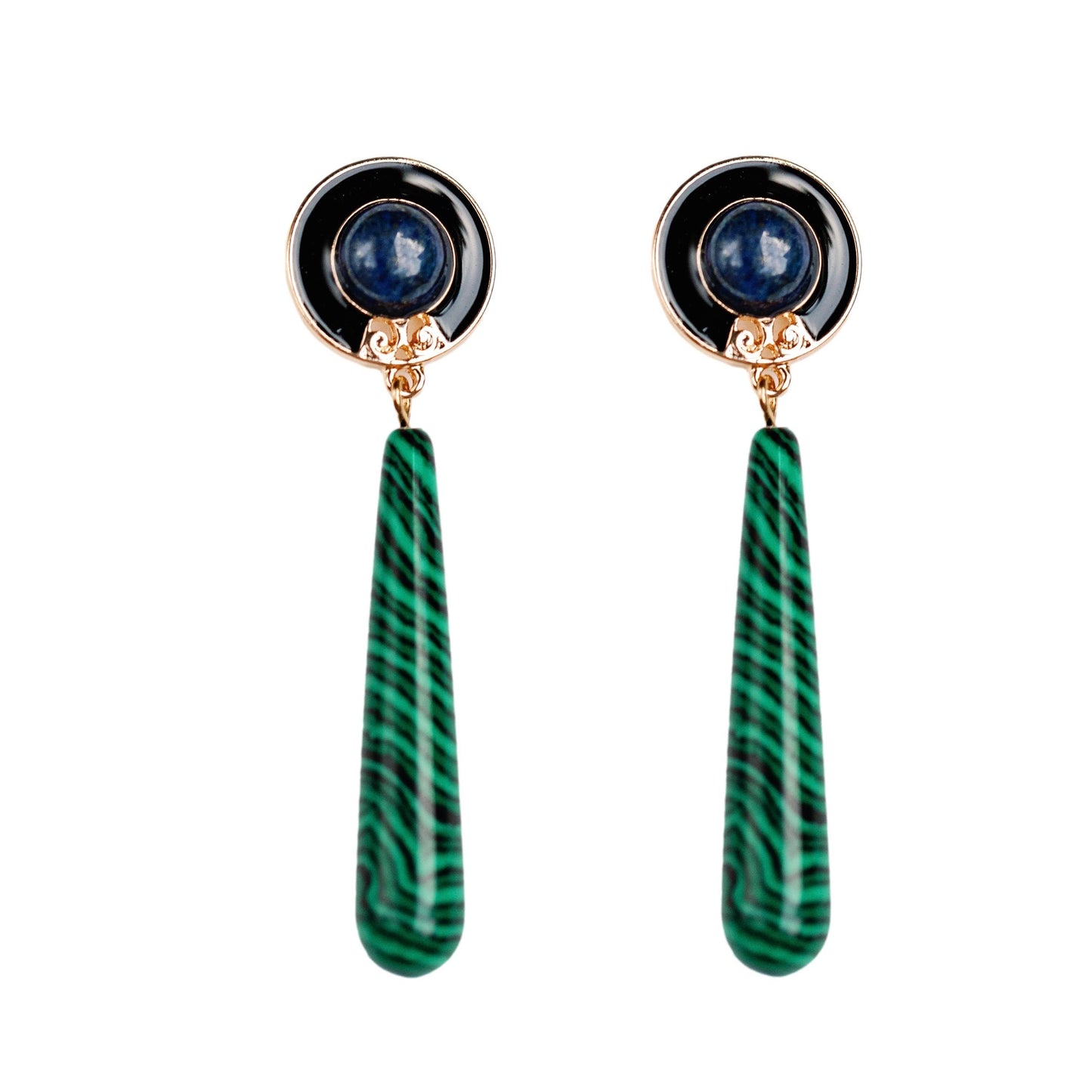 Lapis and Malachite Earrings