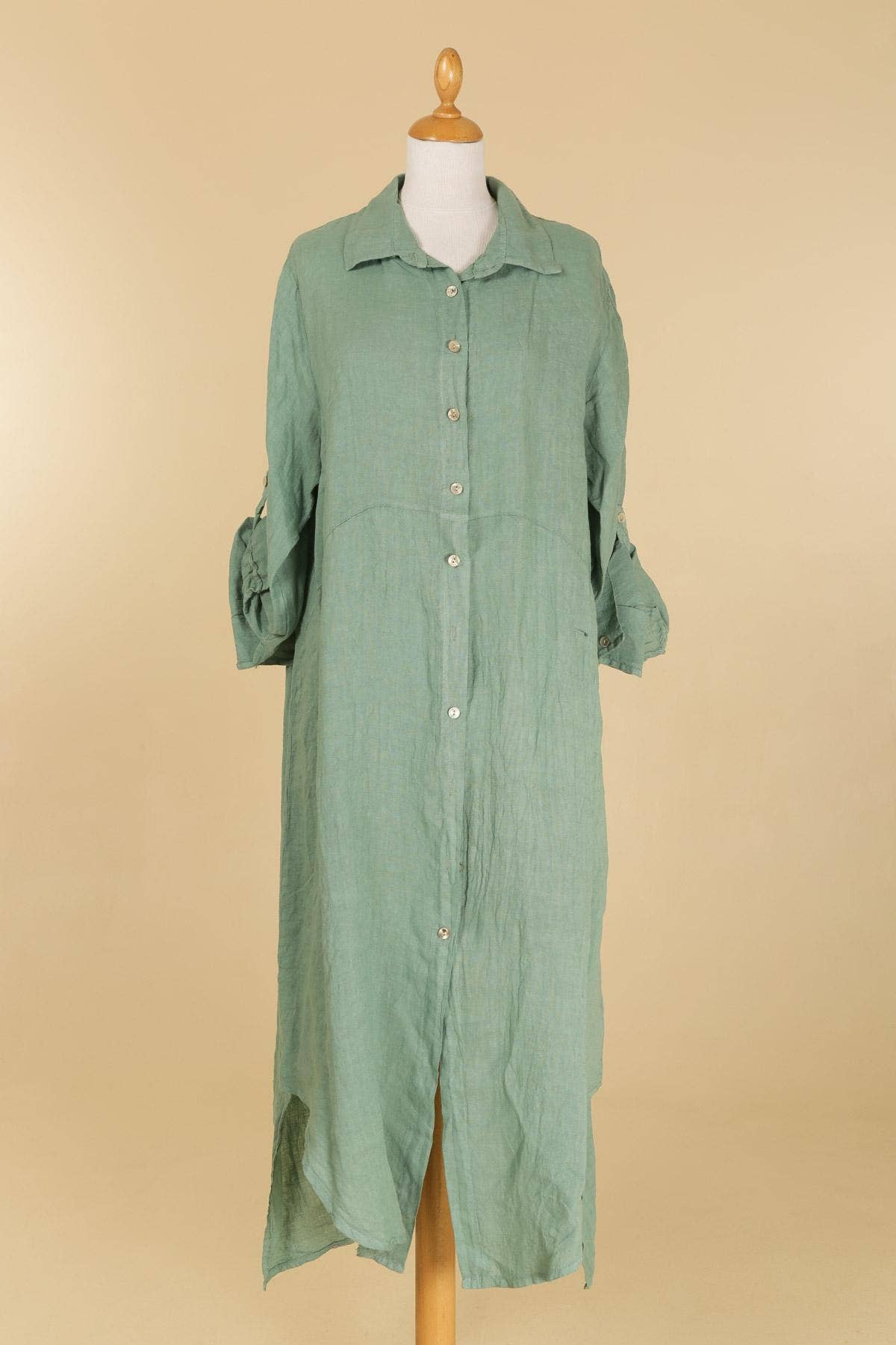 Long shirt dress 68036 100% LINEN