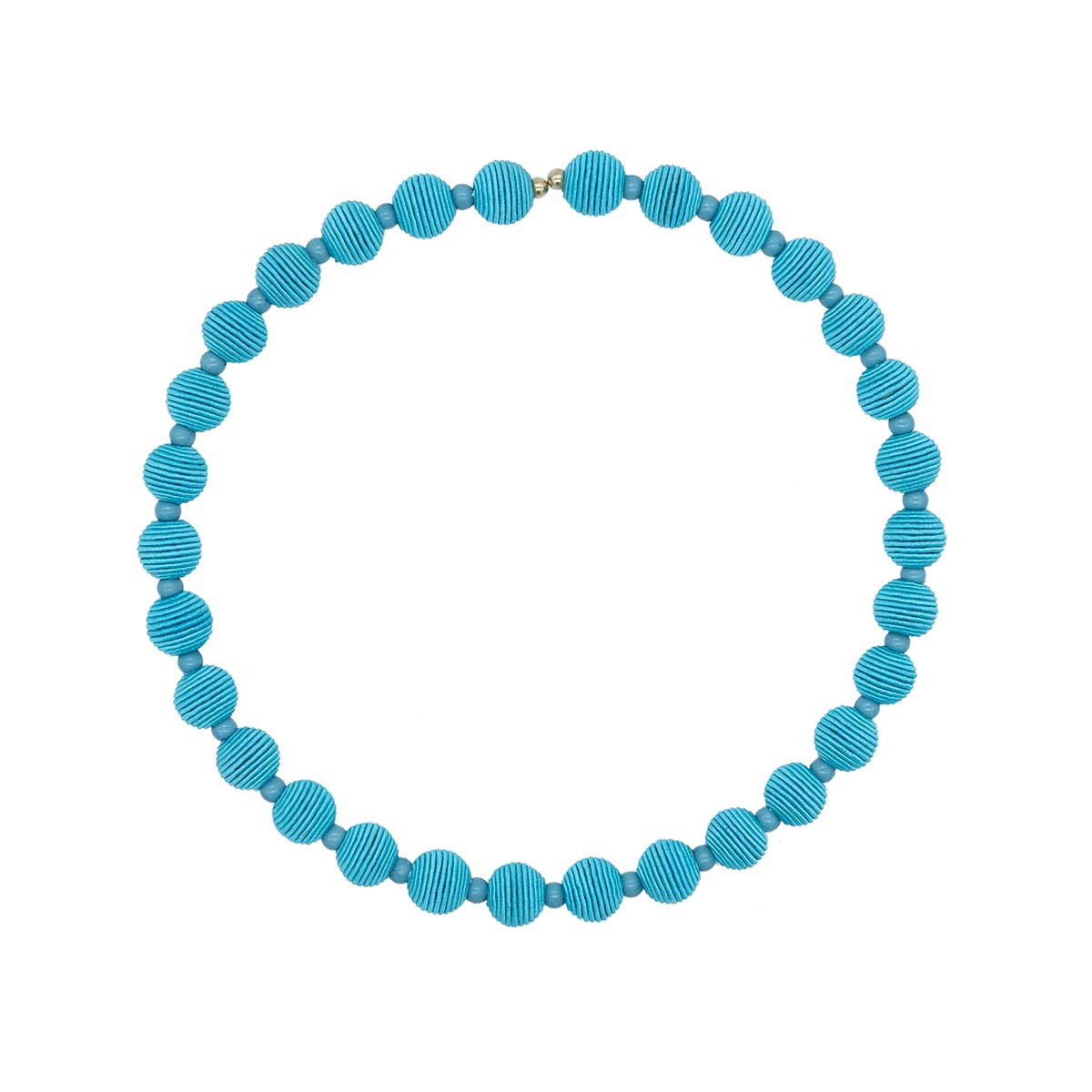 Cotton Springwire Woven Ball Necklace - Blues