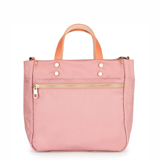 "Joey" Mauve Nylon Tote with Leather Accents