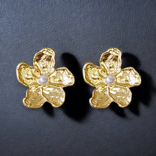 Flower Earring | Gold Earring | Stainless Steel | Statement