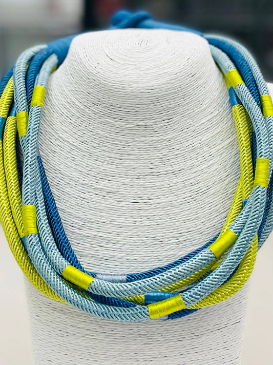 Slub 8-Strand Necklace (blue multi) NK266