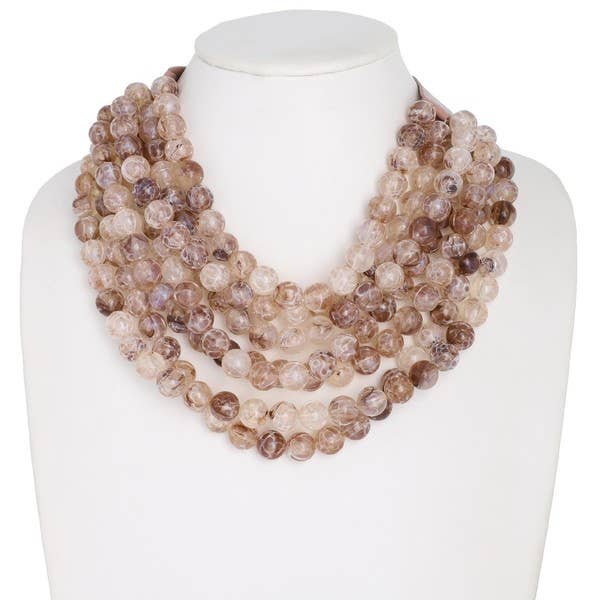BOHEMIAN LEATHER SNAP BACK BEADED NECKLACE N13058