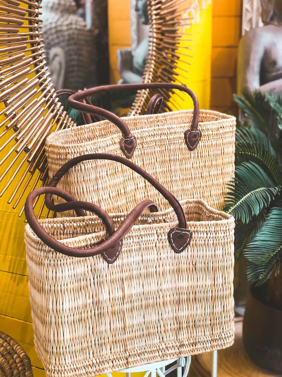 Reed Storage baskets - leather handles Beach Basket