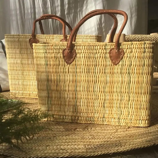 Reed Storage baskets - leather handles Beach Basket