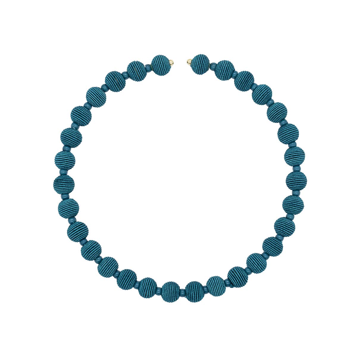 Cotton Springwire Woven Ball Necklace - Blues