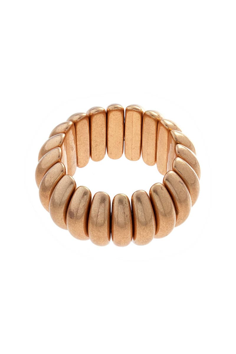 Vintage Metal Domed Shaped Ccb Stretch Bracelet