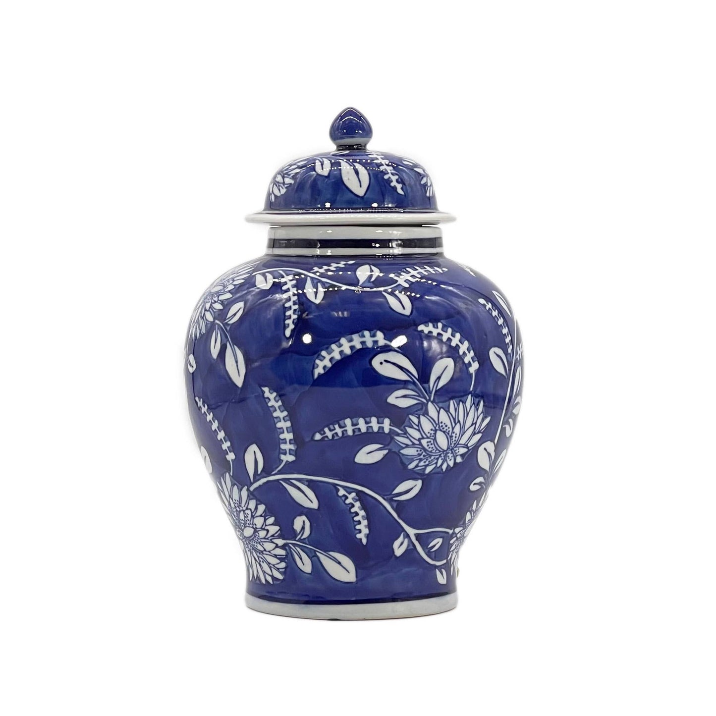 Floral Chinoiserie Ceramic Ginger Jar 12"
