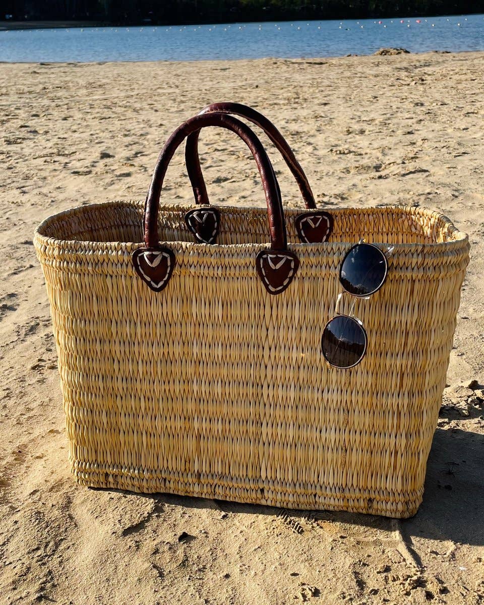 Reed Storage baskets - leather handles Beach Basket