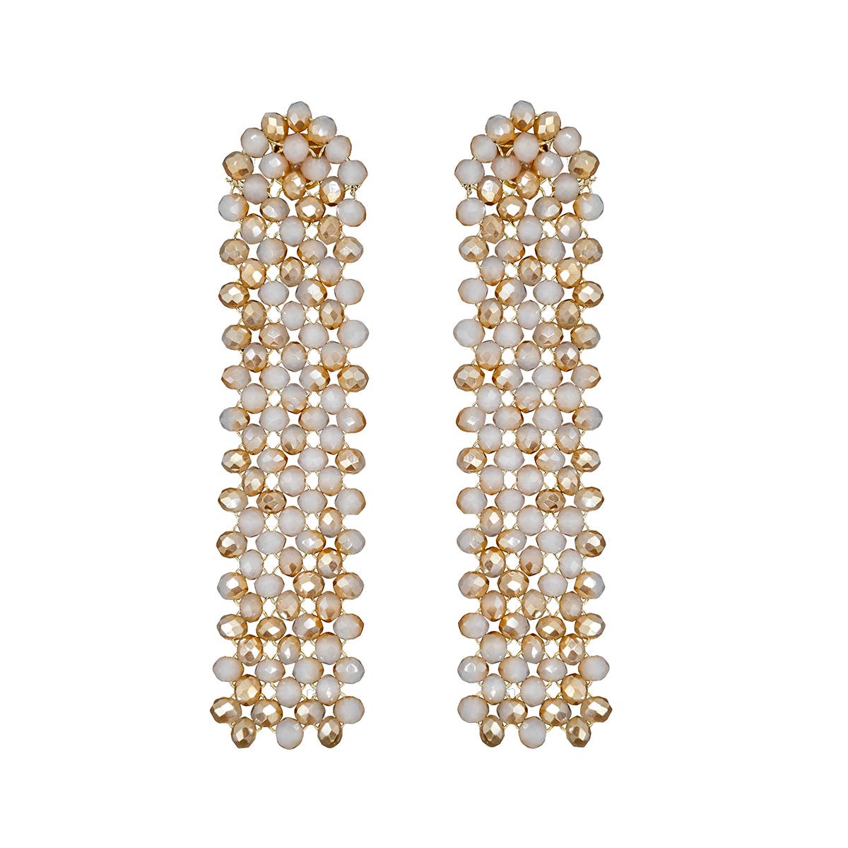 Pearlescent Shimmer Grid Crystal Drape Earrings