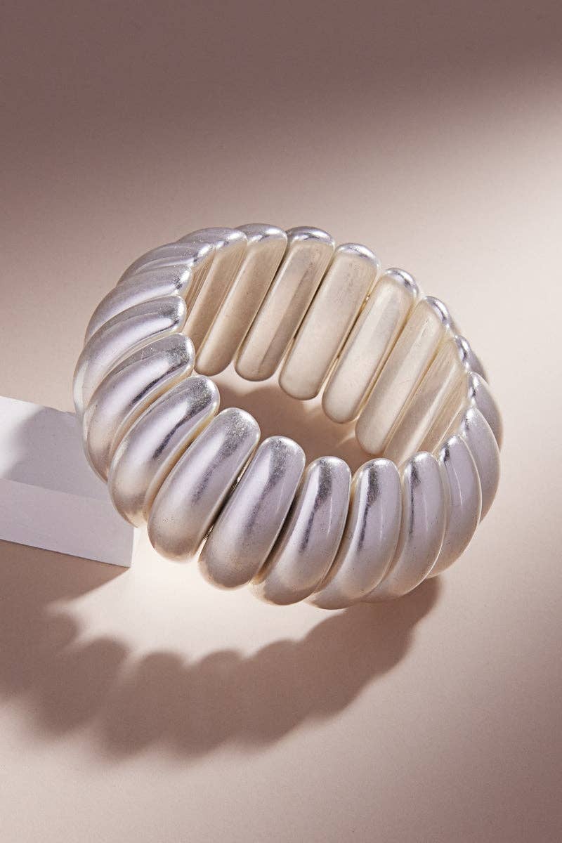 Vintage Metal Domed Shaped Ccb Stretch Bracelet
