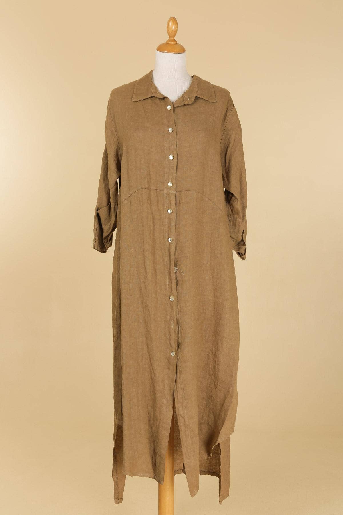 Long shirt dress 68036 100% LINEN