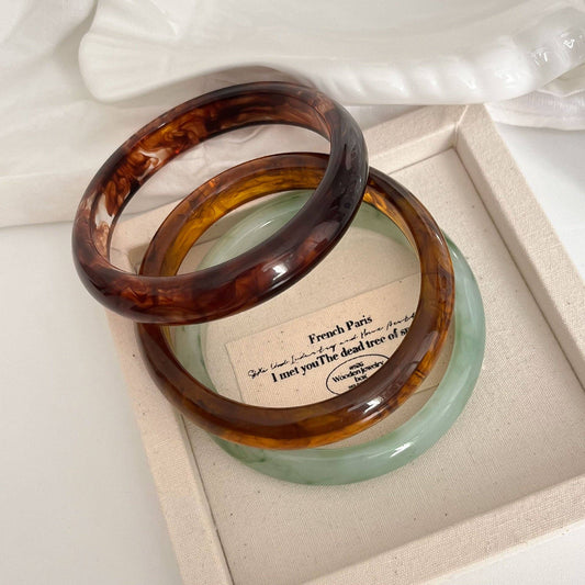 Minimalist Marbled Round Resin Bangle Bracelet DP25D727
