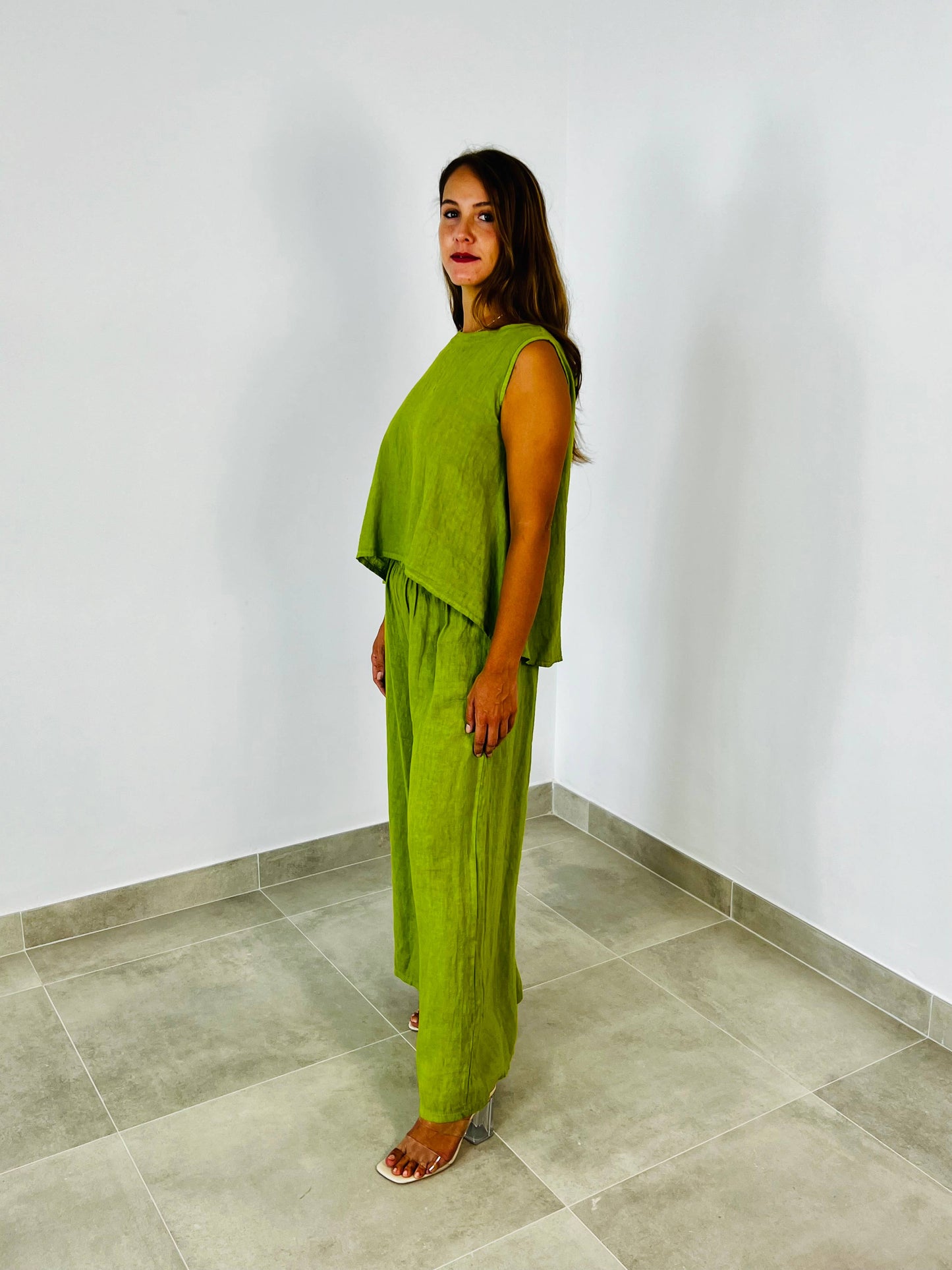 REF 15763 100% LINEN RIBBON SISA SLEEVE T-SHIRT