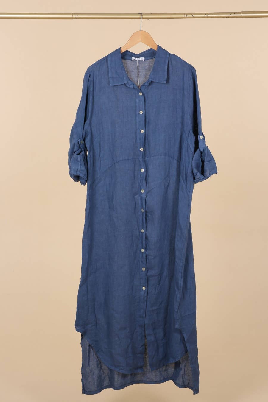 Long shirt dress 68036 100% LINEN
