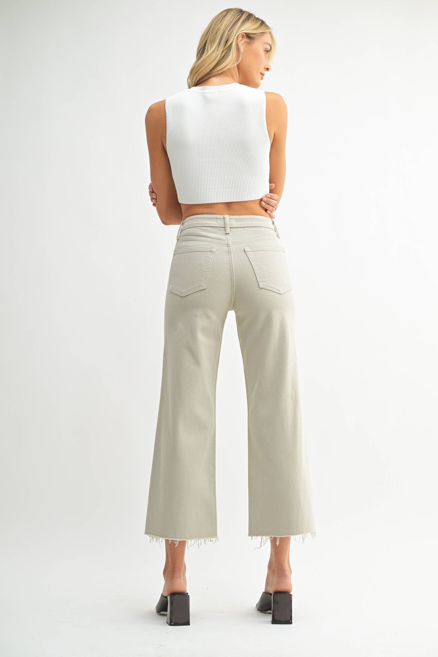 DP683 - OLIVE - Slim Wide Leg