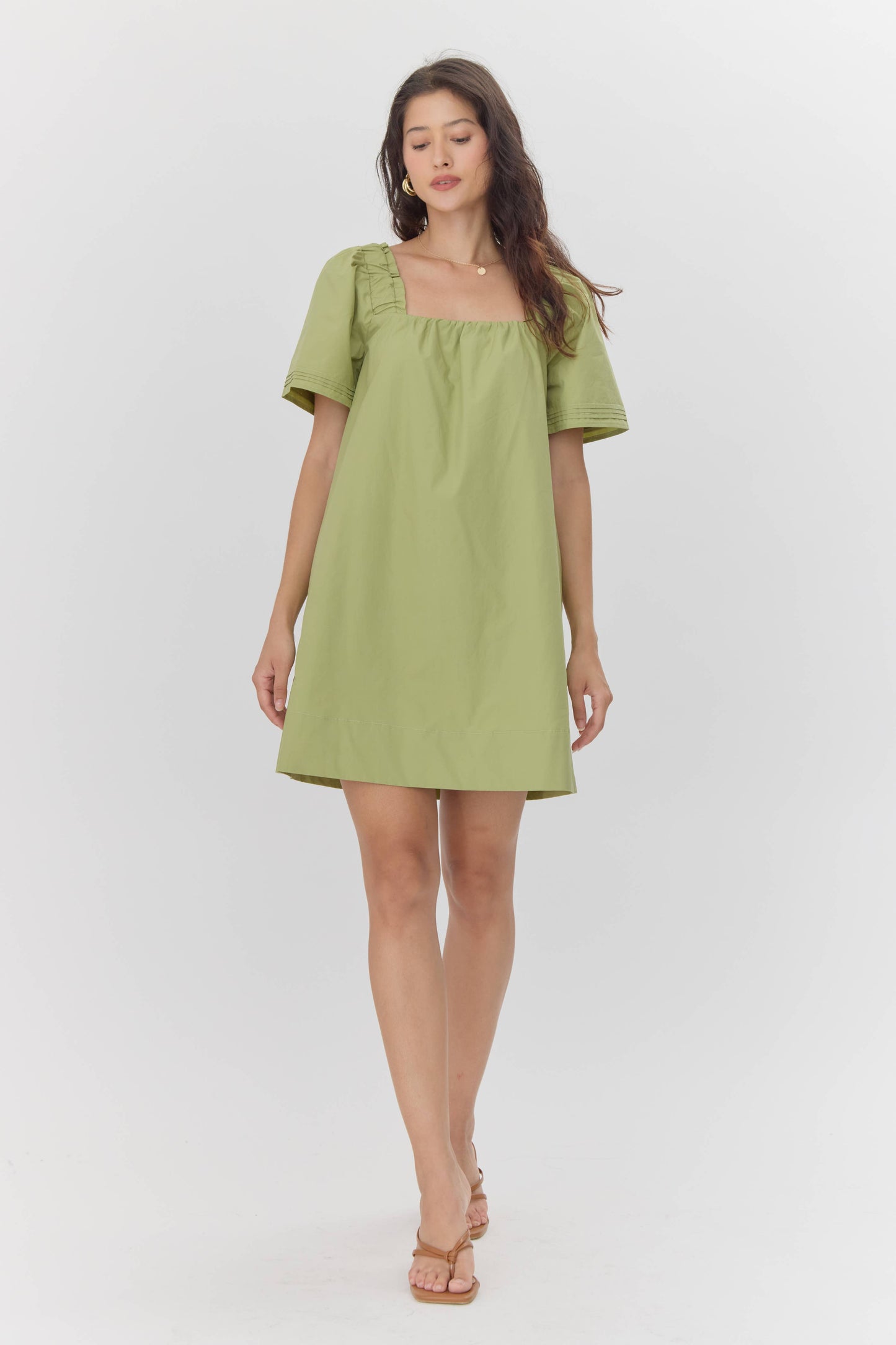 Nadia Poplin Square Neck Mini Dress