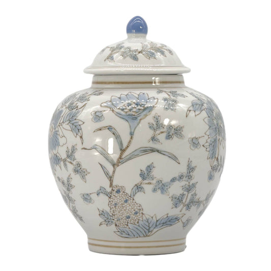 Classic  Floral Ceramic Ginger Jar 10"