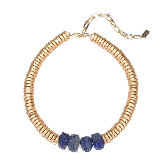 Gold Bead & Lapis Necklace | Resort Statement | Summer 2025